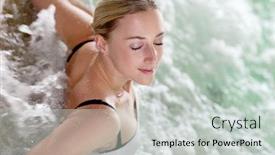  Presentation with spa - Beautiful PPT theme featuring portrait of beautiful woman in spa jacuzzi backdrop and a light gray colored foreground