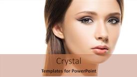  Presentation with beautiful skin - Slide set with portrait-of-beautiful-young-brunette background and a coral colored foreground