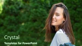  Presentation with youth - PPT theme with portrait of beautiful young girl posing in summer park majestic woman's beauty youth happiness lifestyle background and a tawny brown colored foreground