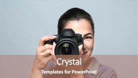  Presentation with grey change the job - Colorful PPT theme enhanced with portrait of beautiful young photographer backdrop and a coral colored foreground