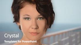  Presentation with beautiful young woman getting face - Slide set enhanced with portrait-of-beautiful-young-woman background and a coral colored foreground