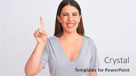  Presentation with business woman standing on maze - PPT layouts having portrait-of-beautiful-young-woman background and a light gray colored foreground