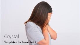  Presentation with woman crying - Presentation design enhanced with portrait-of-beautiful-young-woman background and a light gray colored foreground
