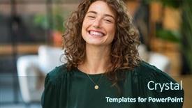  Presentation with curly hair - Theme having portrait-of-beautiful-young-woman background and a tawny brown colored foreground
