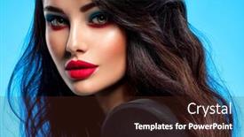  Presentation with black and blue - Slides enhanced with portrait-of-beautiful-young-woman background and a tawny brown colored foreground