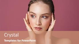  Presentation with pink - Amazing PPT layouts having portrait-of-beautiful-young-woman backdrop and a coral colored foreground