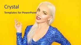  Presentation with modern color - Presentation theme having portrait of beautiful young woman with modern make up on color background background and a yellow colored foreground