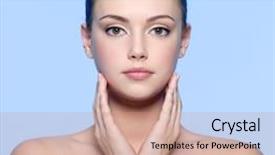  Presentation with perfect for - Slide deck featuring portrait of beautiful young woman background and a coral colored foreground