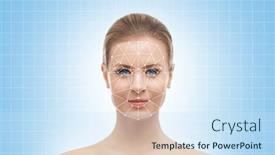  Presentation with face recognition security - Slide deck with portrait-of-beautifyl-woman background and a sky blue colored foreground