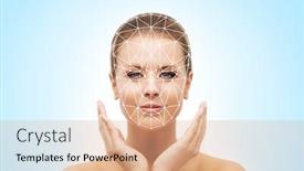  Presentation with face recognition security - Audience pleasing slide deck consisting of portrait-of-beautifyl-woman backdrop and a coral colored foreground