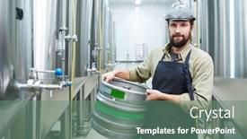  Presentation with manufacture - Presentation theme enhanced with portrait-of-beer-manufacture-worker background and a ocean colored foreground