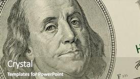  Presentation with dollar - Colorful theme enhanced with portrait of benjamin franklin backdrop and a gray colored foreground