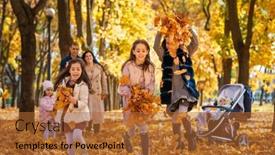  Presentation with children running - Slides enhanced with portrait-of-big-family background and a red colored foreground