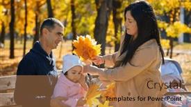  Presentation with portrait happy family smiling - Slide set enhanced with portrait-of-big-family background and a coral colored foreground