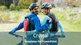  Presentation with mountain bike - Amazing slide deck having portrait of biker couple with mountain bike in countryside backdrop and a ocean colored foreground