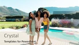  Presentation with friends - Presentation featuring portrait-of-biracial-female-friends background and a  colored foreground