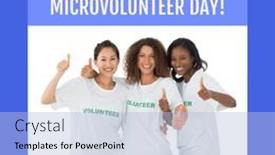  Presentation with volunteer - PPT layouts consisting of portrait-of-biracial-friends background and a light blue colored foreground