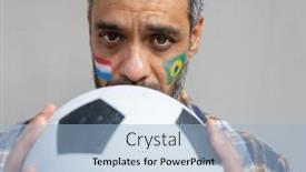  Presentation with football - Slides featuring portrait-of-biracial-man background and a light blue colored foreground