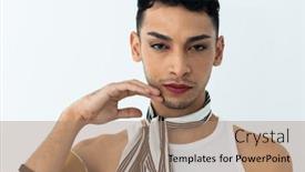  Presentation with gender - Presentation design with portrait-of-biracial-transgender-man background and a coral colored foreground