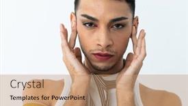  Presentation with gender - Presentation design consisting of portrait-of-biracial-transgender-man background and a coral colored foreground