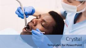  Presentation with black dental - Presentation theme enhanced with portrait-of-black-male-patient background and a light blue colored foreground