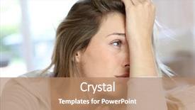  Presentation with woman sad - Audience pleasing theme consisting of portrait of blond woman backdrop and a coral colored foreground