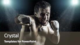 Presentation with fight two boxer boxing - Audience pleasing theme consisting of portrait of boxer in blood backdrop and a dark gray colored foreground