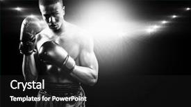  Presentation with boxer - Slides with native advertising - portrait of boxer performing uppercut background and a dark gray colored foreground