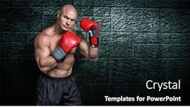  Presentation with boxer - Slide deck with portrait of boxer with red gloves against grey brick wall background and a black colored foreground