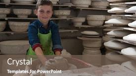  Presentation with pottery - Presentation enhanced with portrait-of-boy-making background and a violet colored foreground