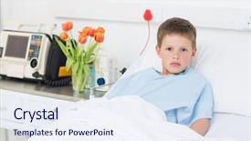  Presentation with hospital bed - Presentation theme consisting of portrait of boy reclining in hospital bed background and a sky blue colored foreground