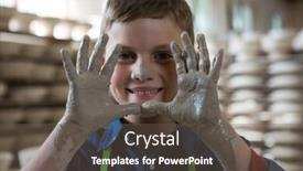  Presentation with pottery - Amazing presentation having portrait-of-boy-showing-clay backdrop and a dark gray colored foreground