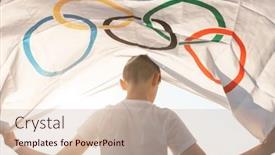  Presentation with olympic games - Audience pleasing presentation theme consisting of portrait-of-boy-waving-flag backdrop and a  colored foreground