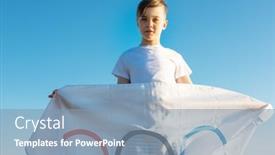  Presentation with summer olympic - Slides consisting of portrait-of-boy-waving-flag background and a light blue colored foreground