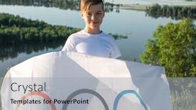  Presentation with summer olympic - Presentation theme consisting of portrait-of-boy-waving-flag background and a light gray colored foreground