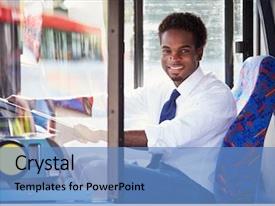 Portrait Of Bus Driver Behind PPT template 52 | CrystalGraphics