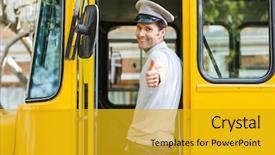  Presentation with bus - Theme consisting of portrait of bus driver showing background and a gold colored foreground