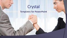  Presentation with wrestling - Colorful theme enhanced with portrait of business competitors doing backdrop and a sky blue colored foreground