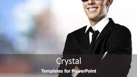  Presentation with business abstract - PPT theme featuring portrait of business man with sunglasses against a abstract background background and a dark gray colored foreground