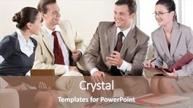  Presentation with negotiating - Amazing presentation theme having portrait of business partners sitting on sofa and negotiating backdrop and a coral colored foreground