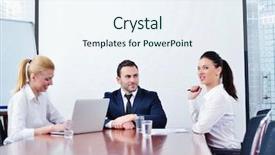  Presentation with team group yellow - Slide set featuring portrait of business people team background and a  colored foreground