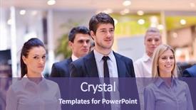  Presentation with team group - Audience pleasing presentation design consisting of portrait of business people team backdrop and a  colored foreground