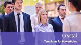  Presentation with team group - Audience pleasing slide set consisting of portrait of business people team backdrop and a  colored foreground