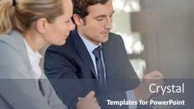  Presentation with people management word cloud - Amazing slide set having portrait-of-business-people backdrop and a ocean colored foreground