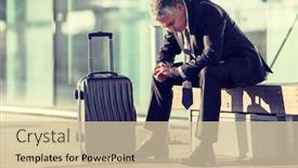  Presentation with waiting - Amazing PPT theme having portrait-of-businessman-sitting backdrop and a soft green colored foreground