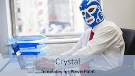  Presentation with wrestling - Presentation theme with portrait-of-businessman-using-laptop background and a light blue colored foreground