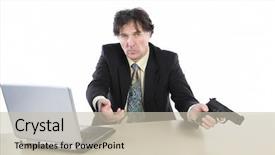  Presentation with gun - Colorful PPT theme enhanced with portrait of businessman with gun backdrop and a soft green colored foreground