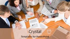  Presentation with planning - Colorful PPT layouts enhanced with portrait of businesspeople planning project backdrop and a coral colored foreground