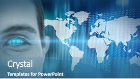  Presentation with blue design - Beautiful theme featuring portrait of businesswoman against blue backdrop and a teal colored foreground