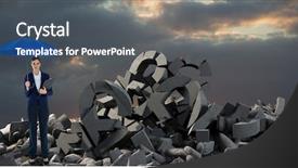  Presentation with sky blue - PPT layouts consisting of portrait of businesswoman holding blue background and a dark gray colored foreground